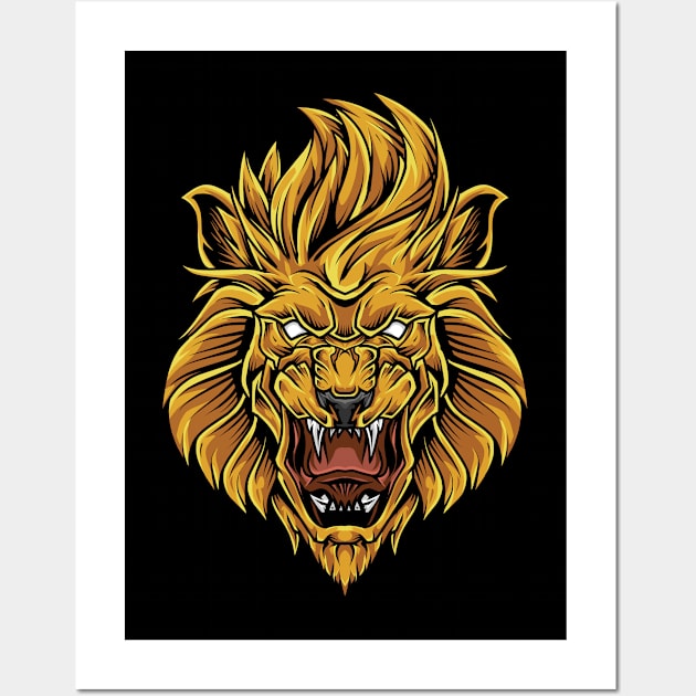 golden lion head Wall Art by mrasyidkvec